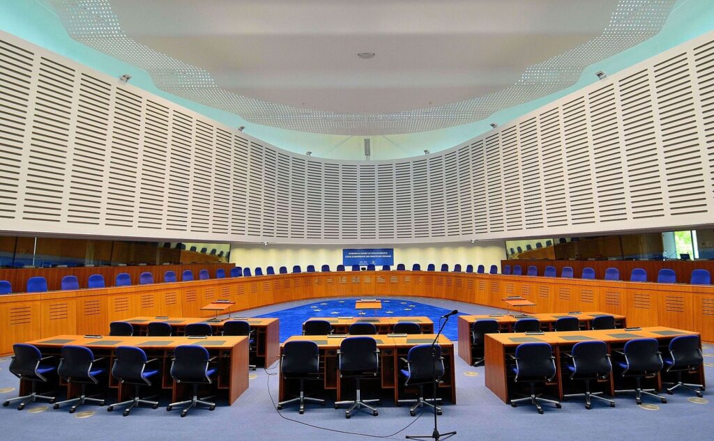 The hearing room of the European Court of Human Rights